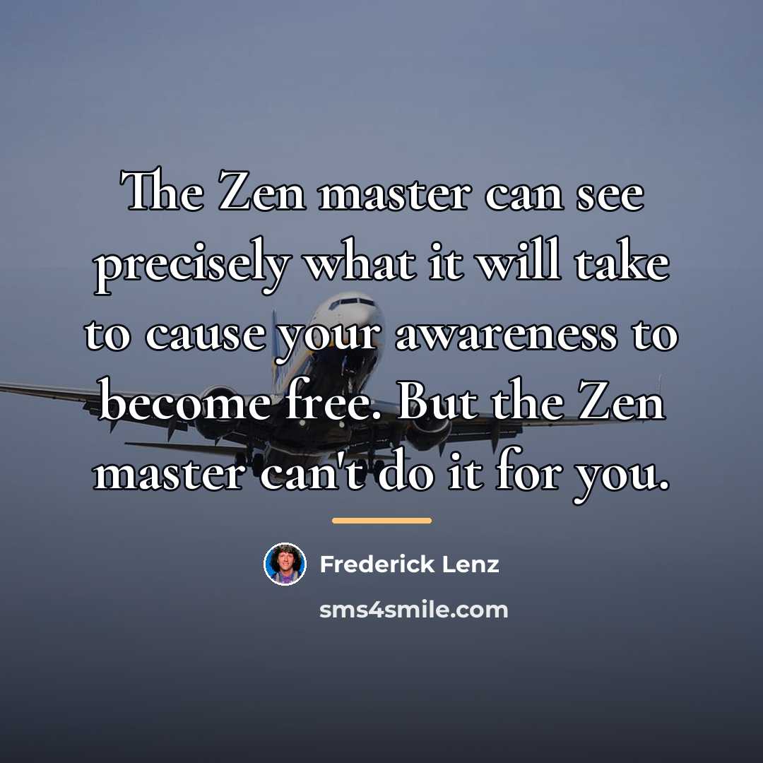 “The Zen master can see precisely what it will take…” quote by Frederick Lenz
