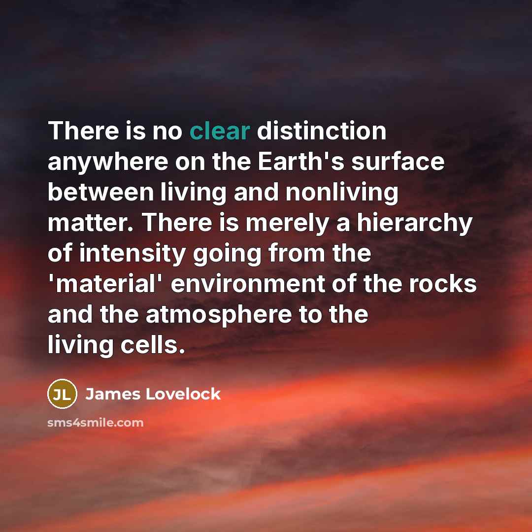 “There is no clear distinction anywhere on the Earth's surface…” quote by James Lovelock