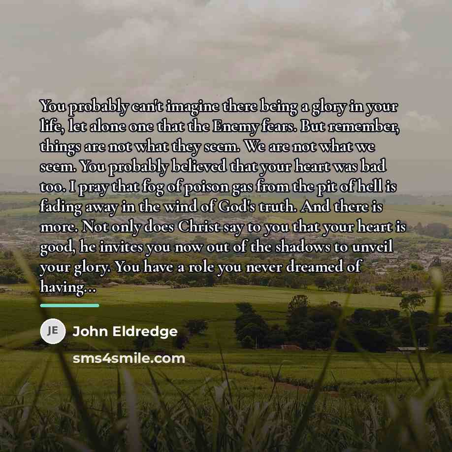 “You probably can't imagine there being a glory in your…” quote by John Eldredge