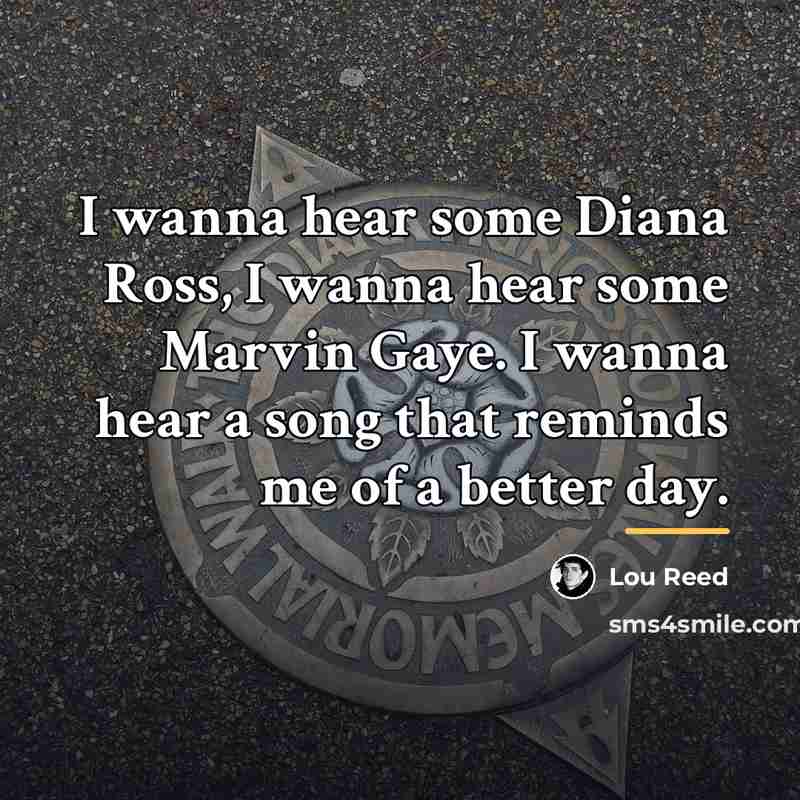 “I wanna hear some Diana Ross, I wanna hear some…” quote by Lou Reed