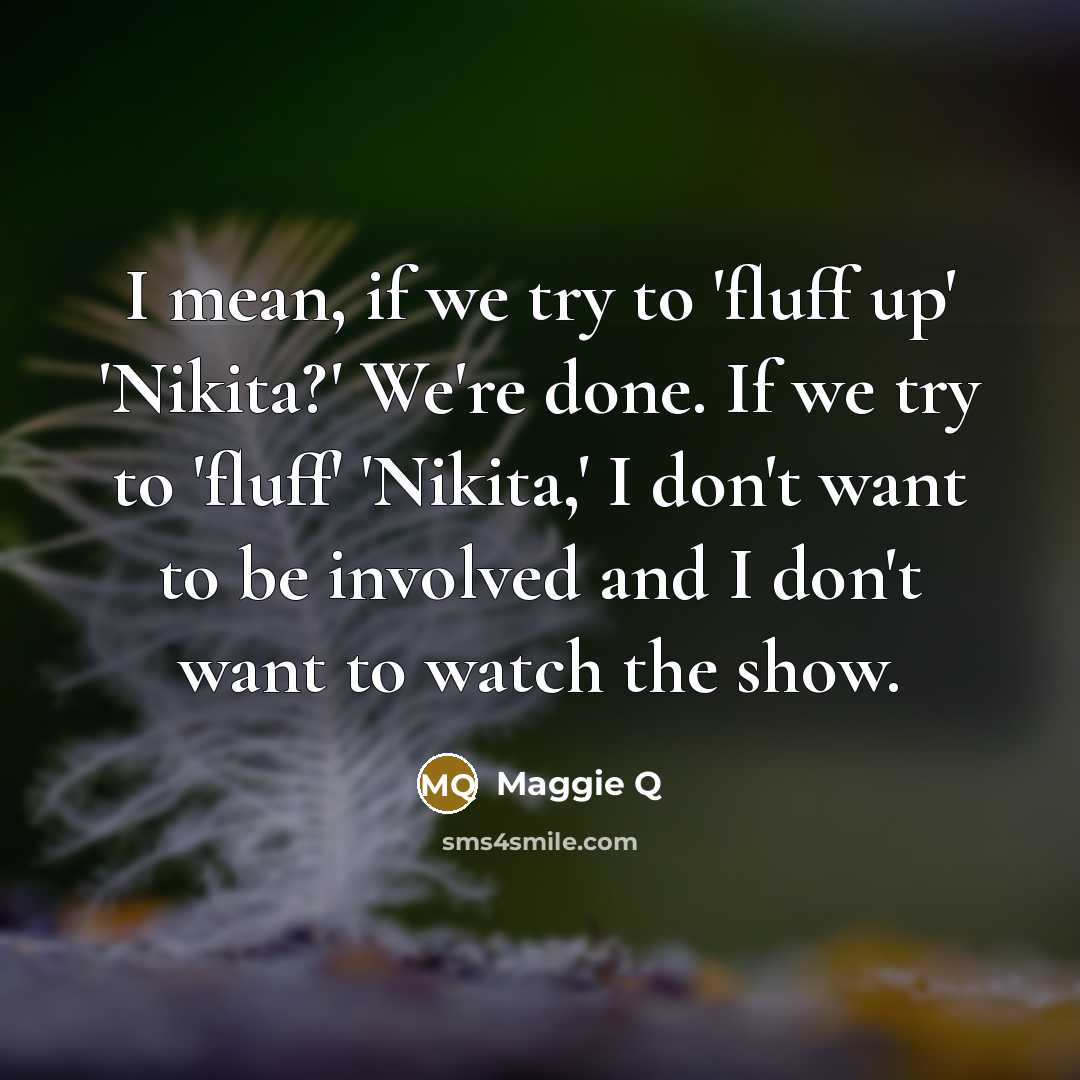 “I mean, if we try to 'fluff up' 'Nikita?' We're…” quote by Maggie Q