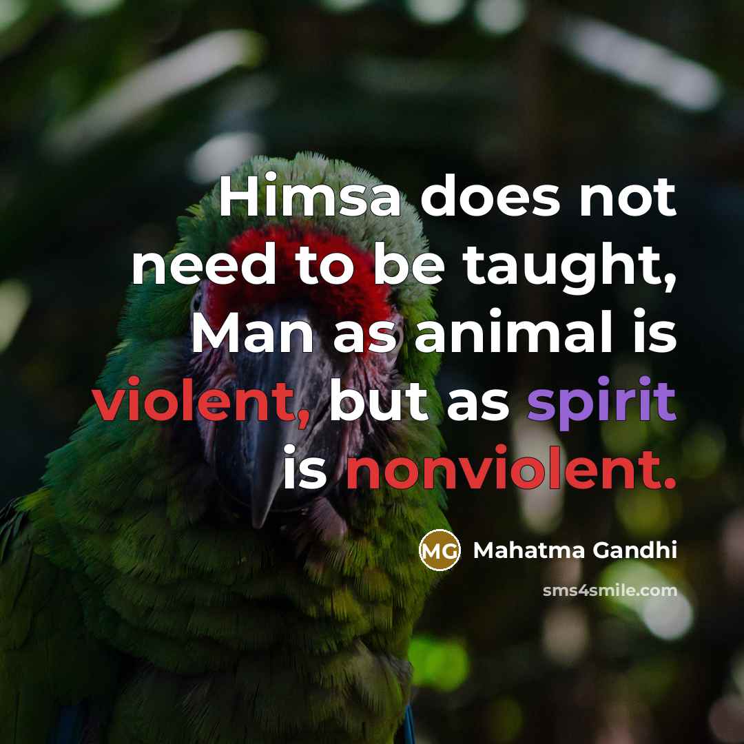 “Himsa does not need to be taught, Man as animal…” quote by Mahatma Gandhi