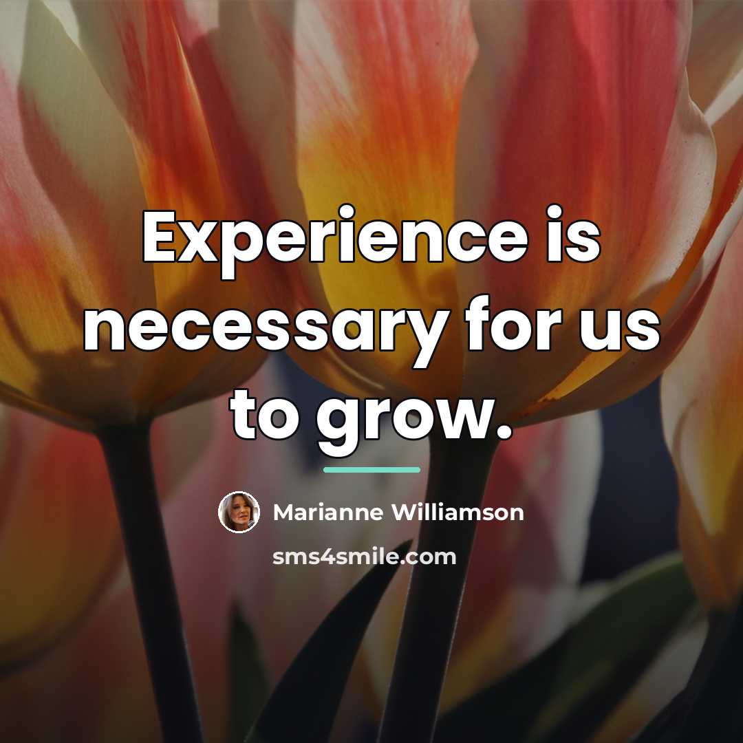 “Experience is necessary for us to grow.…” quote by Marianne Williamson