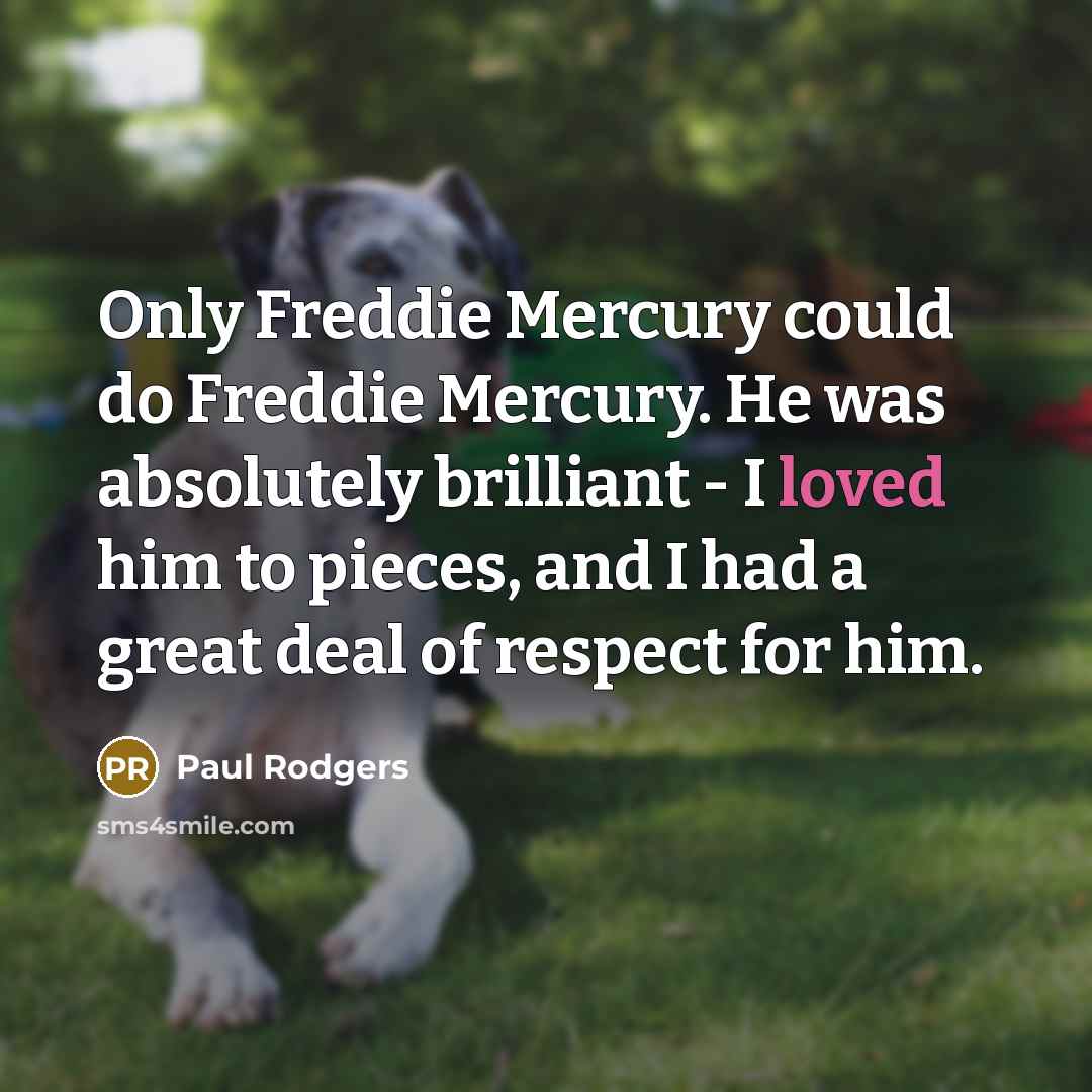 “Only Freddie Mercury could do Freddie Mercury. He was absolutely…” quote by Paul Rodgers
