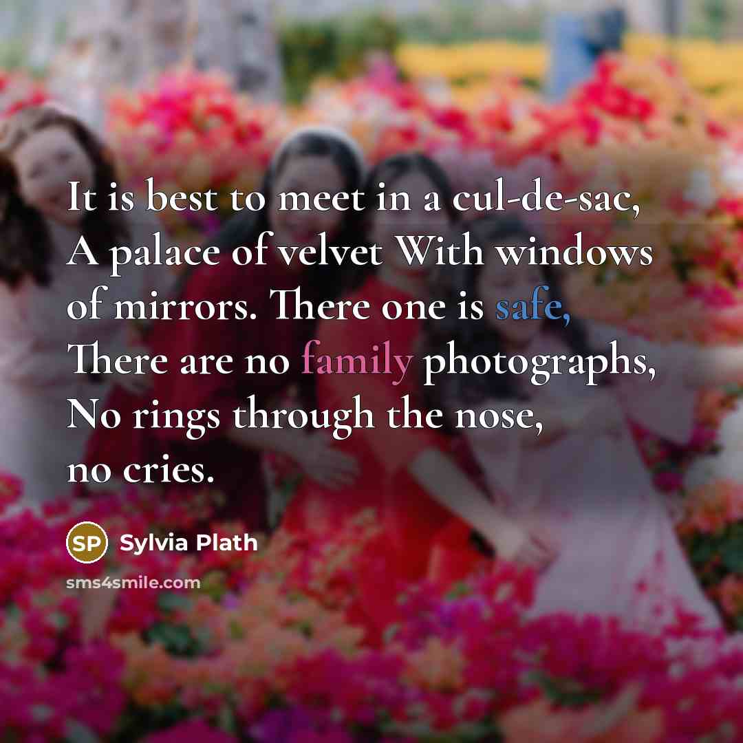 “It is best to meet in a cul-de-sac, A palace…” quote by Sylvia Plath