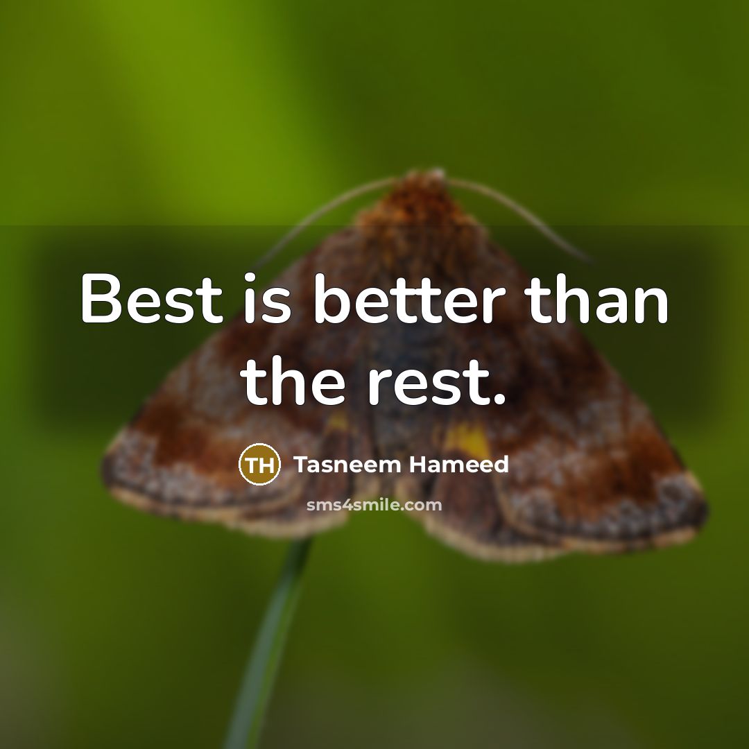 “Best is better than the rest.…” quote by Tasneem Hameed