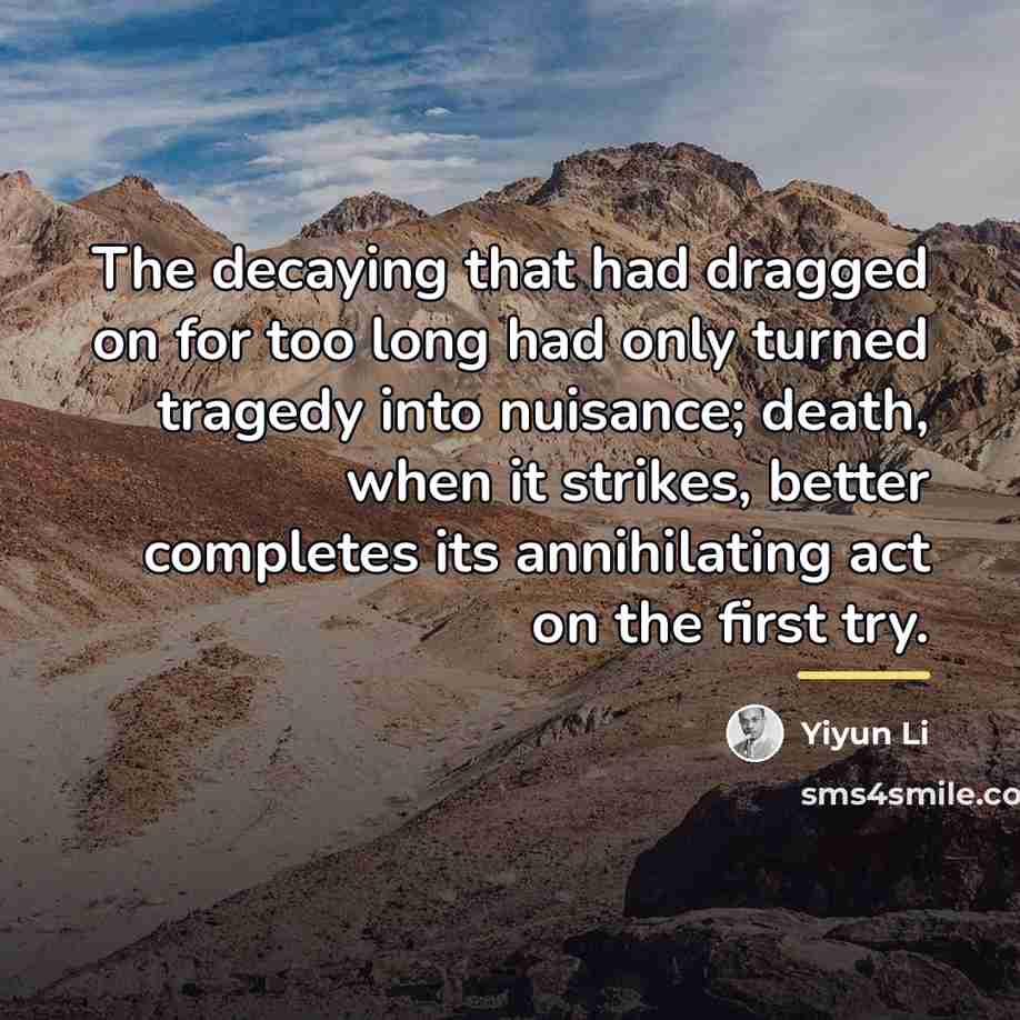 “The decaying that had dragged on for too long had…” quote by Yiyun Li