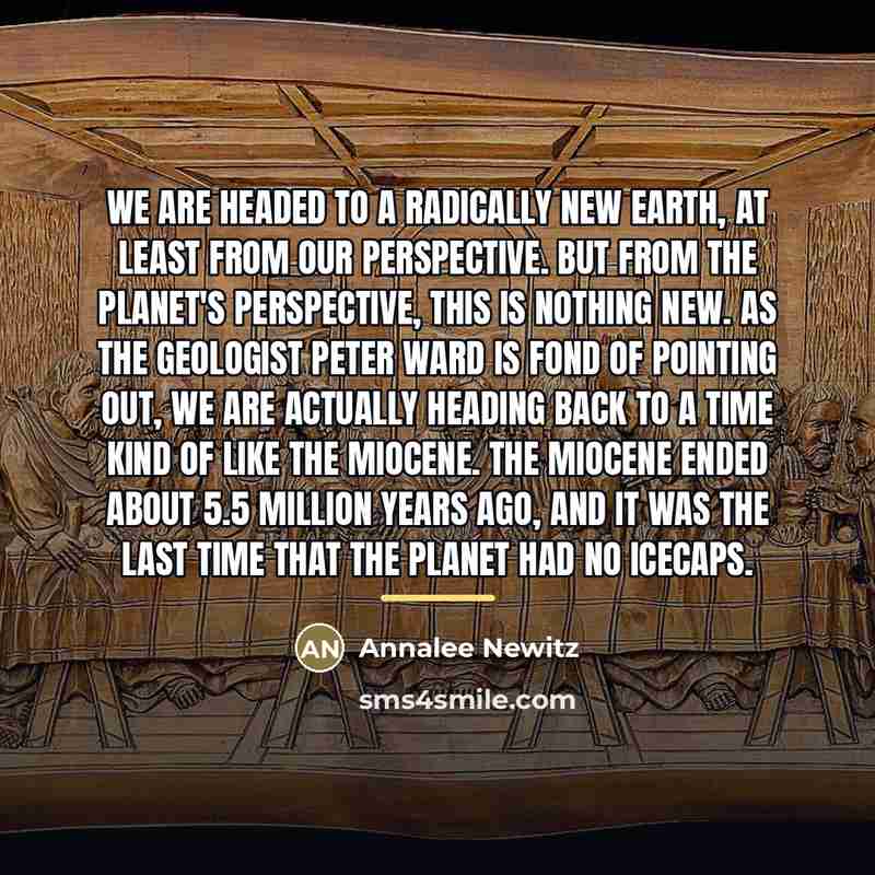 “We are headed to a radically new Earth, at least…” quote by Annalee Newitz