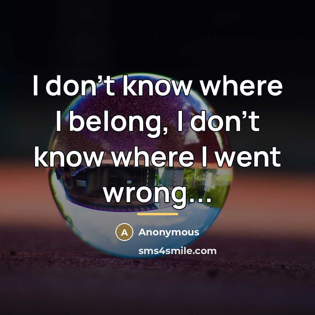 “I don't know where I belong, I don't know where…” quote by Anonymous