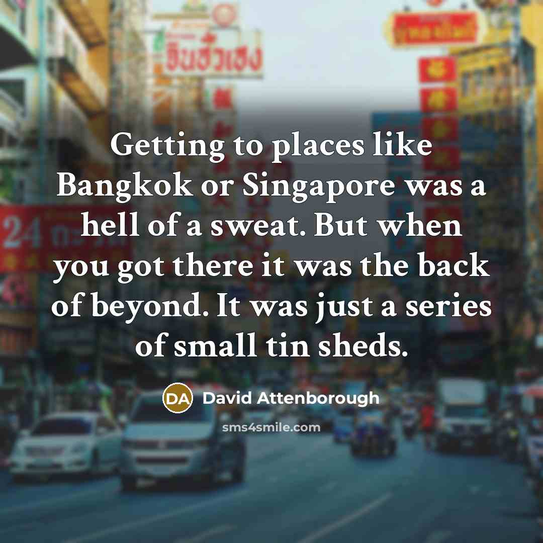 “Getting to places like Bangkok or Singapore was a hell…” quote by David Attenborough