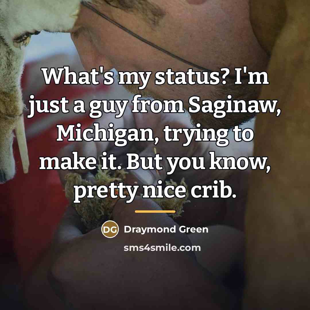 “What's my status? I'm just a guy from Saginaw, Michigan,…” quote by Draymond Green