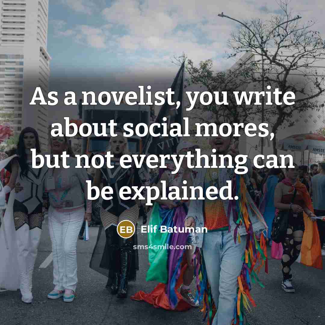 “As a novelist, you write about social mores, but not…” quote by Elif Batuman