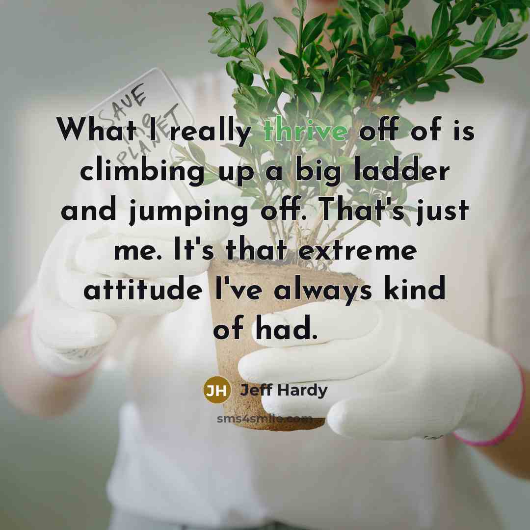 “What I really thrive off of is climbing up a big ladder and jumping off. That's just me. It's that extreme attitude I've always kind of had.” quote by Jeff Hardy