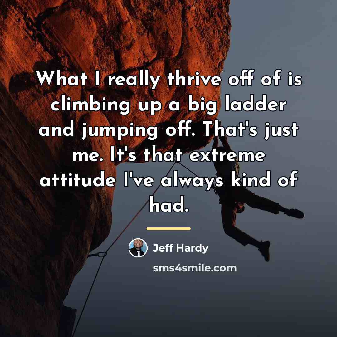 “What I really thrive off of is climbing up a…” quote by Jeff Hardy