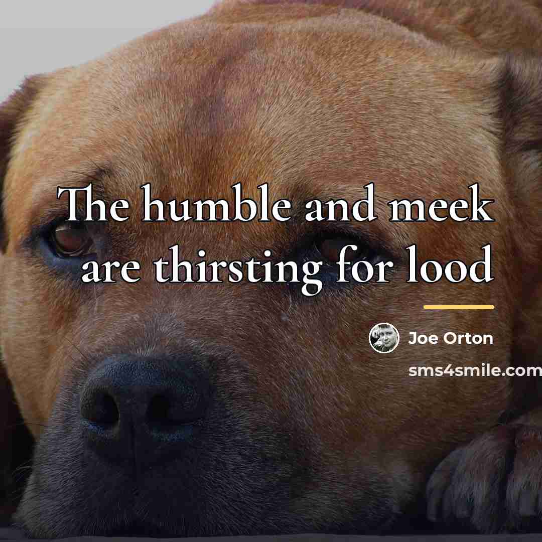 “The humble and meek are thirsting for lood…” quote by Joe Orton