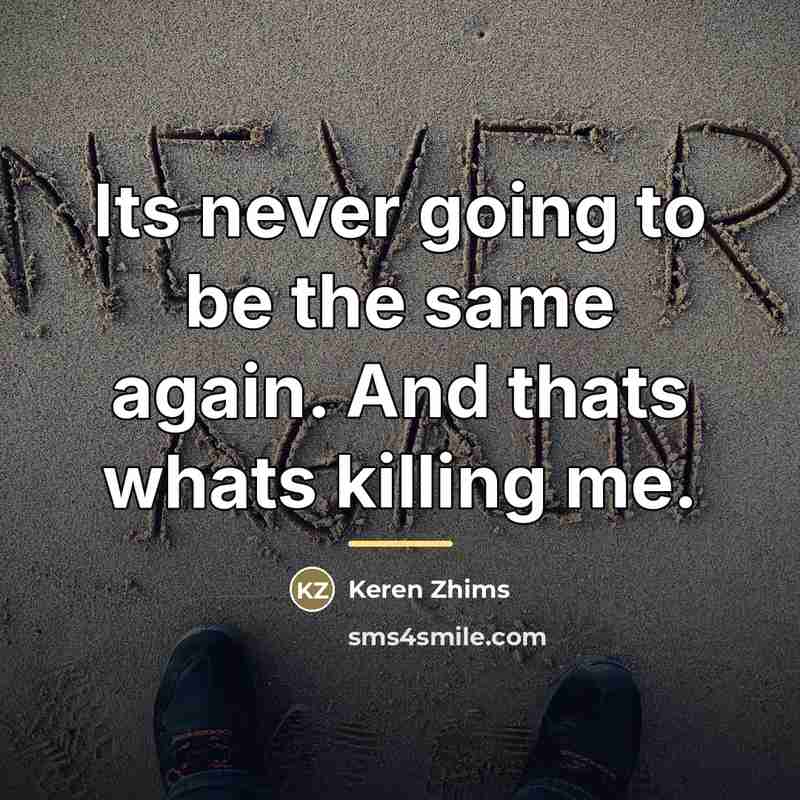 “Its never going to be the same again. And thats…” quote by Keren Zhims