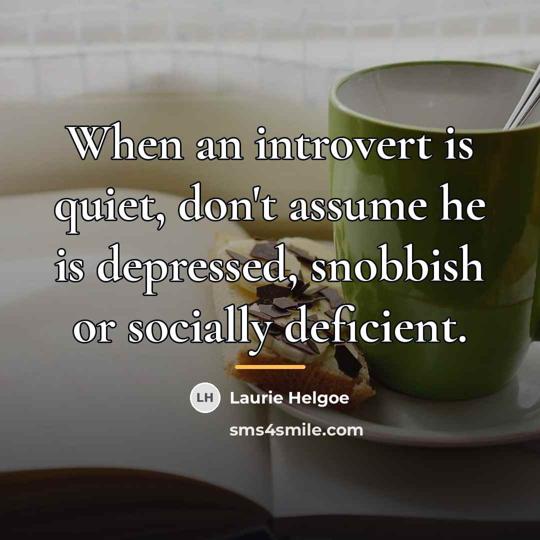 “When an introvert is quiet, don't assume he is depressed,…” quote by Laurie Helgoe