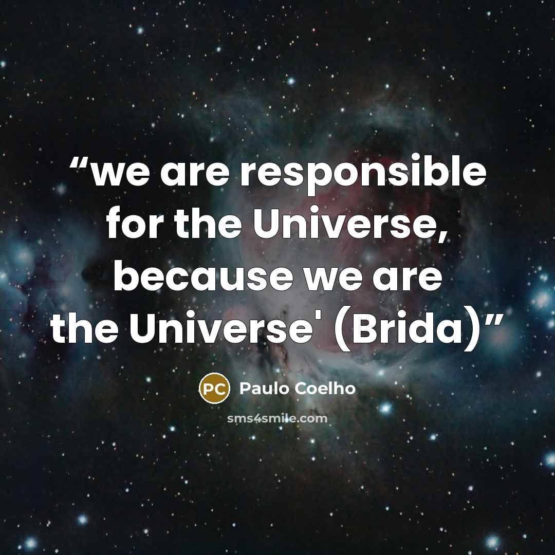 “we are responsible for the Universe, because we are the Universe' (Brida)” quote by Paulo Coelho