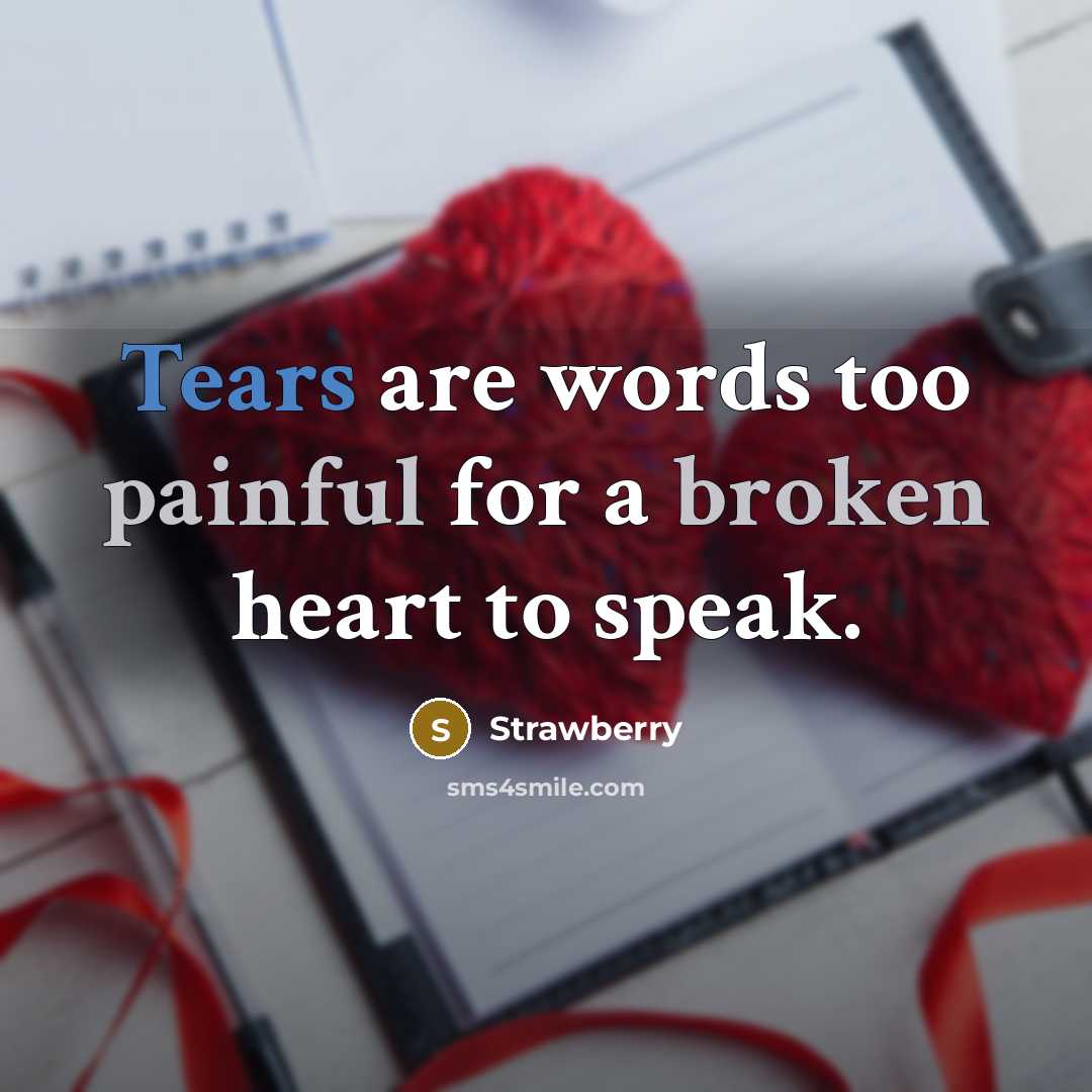 “Tears are words too painful for a broken heart to speak.” quote by Strawberry
