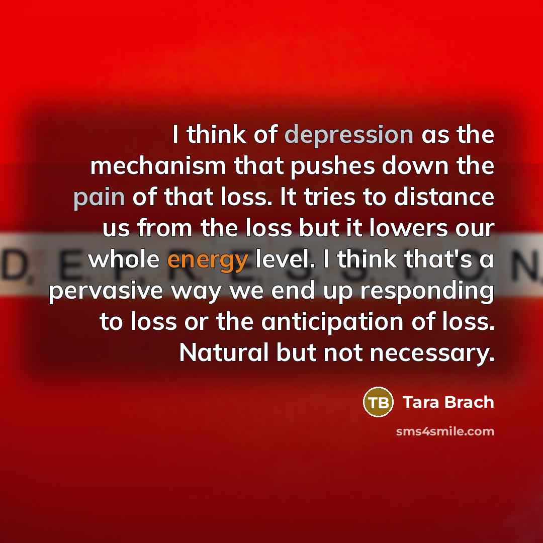 “I think of depression as the mechanism that pushes down…” quote by Tara Brach