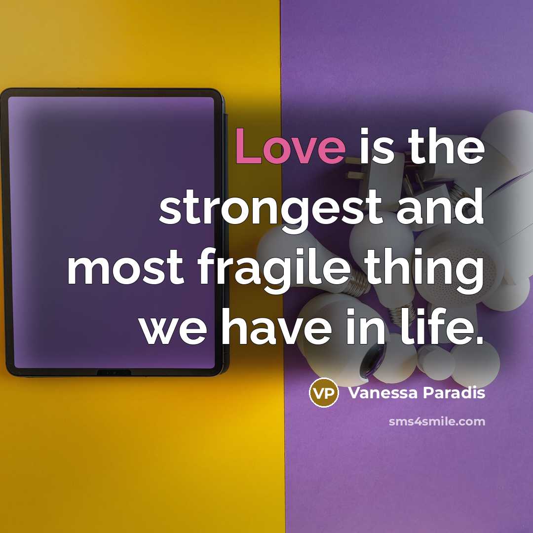“Love is the strongest and most fragile thing we have…” quote by Vanessa Paradis