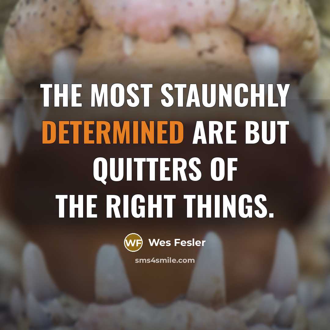 “The most staunchly determined are but quitters of the right…” quote by Wes Fesler
