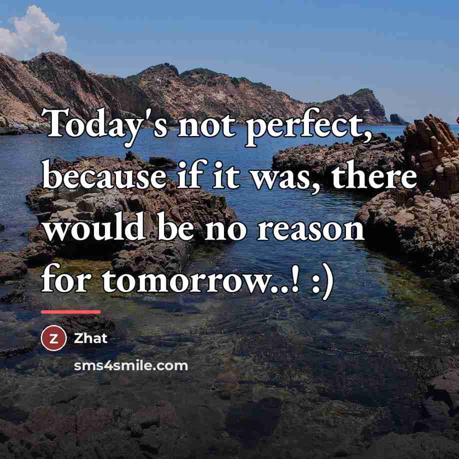 “Today's not perfect, because if it was, there would be…” quote by Zhat