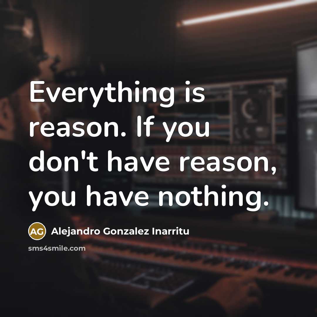 “Everything is reason. If you don't have reason, you have…” quote by Alejandro Gonzalez Inarritu