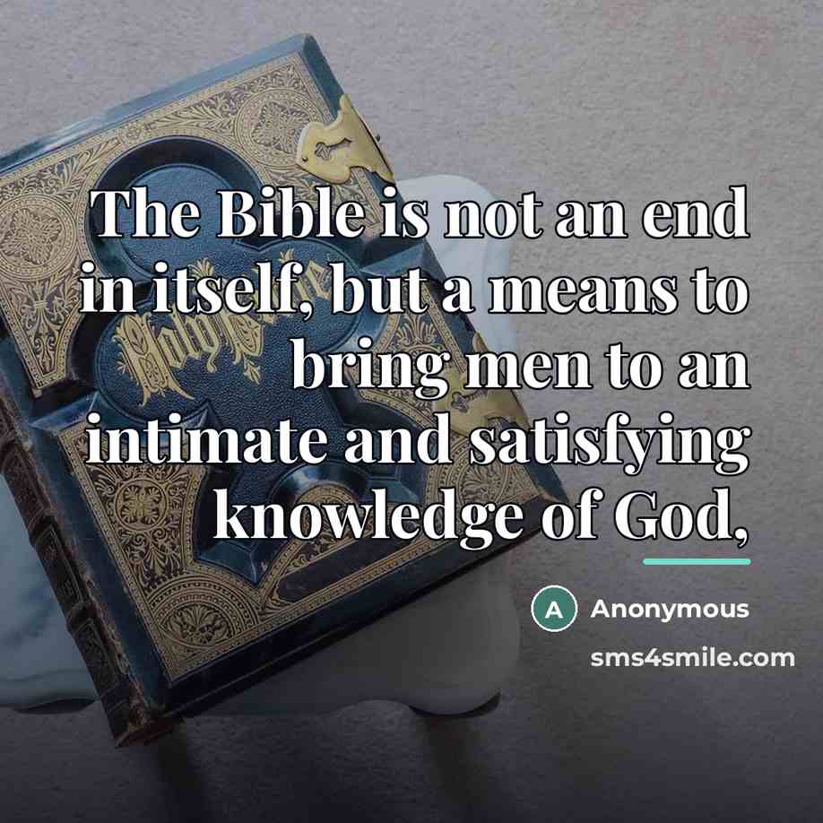 “The Bible is not an end in itself, but a…” quote by Anonymous