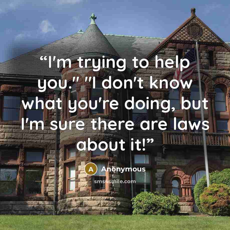 “I'm trying to help you." "I don't know what you're doing, but I'm sure there are laws about it!” quote by Anonymous