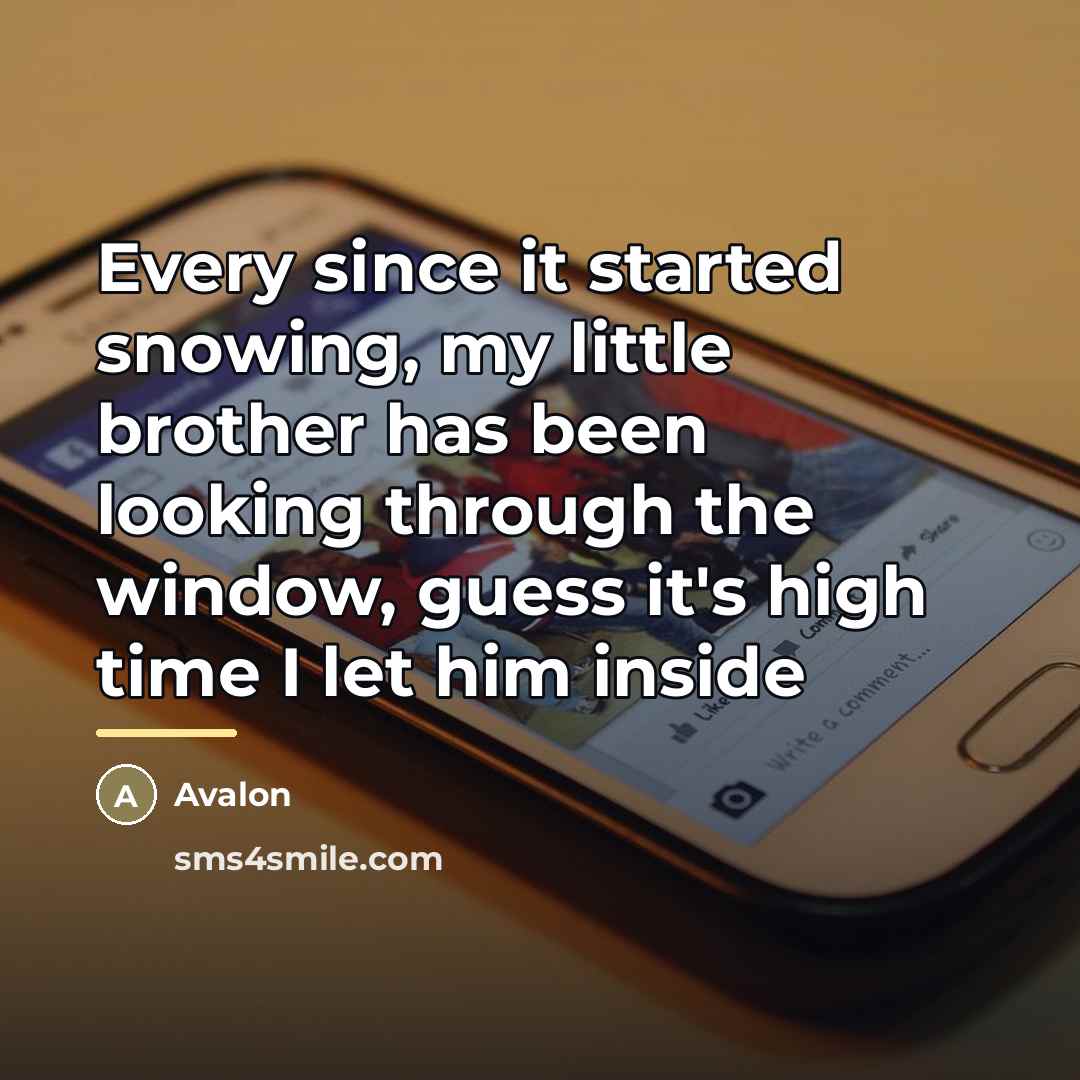 “Every since it started snowing, my little brother has been…” quote by Avalon