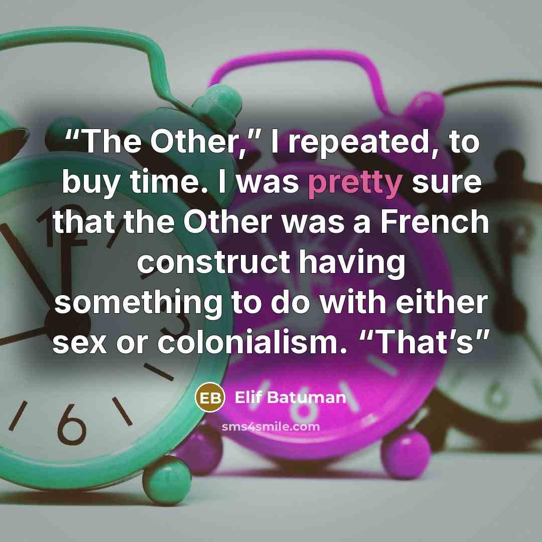 “The Other,” I repeated, to buy time. I was pretty sure that the Other was a French construct having something to do with either sex or colonialism. “That’s” quote by Elif Batuman