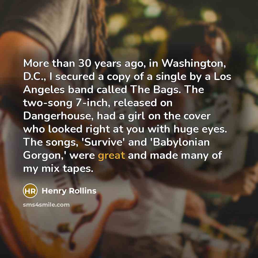 “More than 30 years ago, in Washington, D.C., I secured…” quote by Henry Rollins