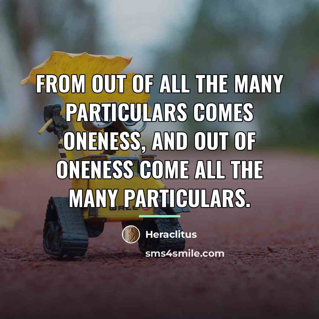 “From out of all the many particulars comes oneness, and…” quote by Heraclitus