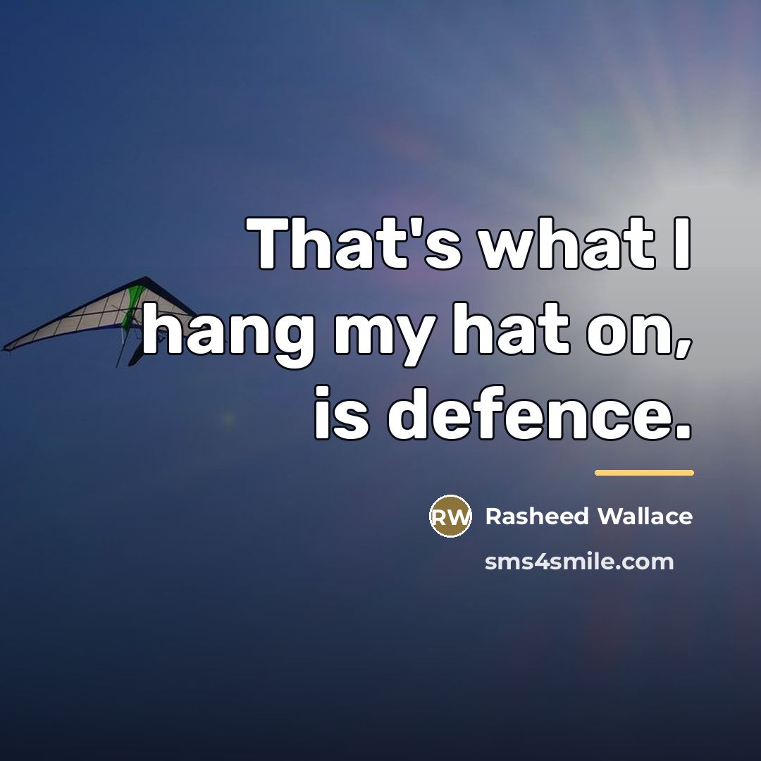 “That's what I hang my hat on, is defence.…” quote by Rasheed Wallace