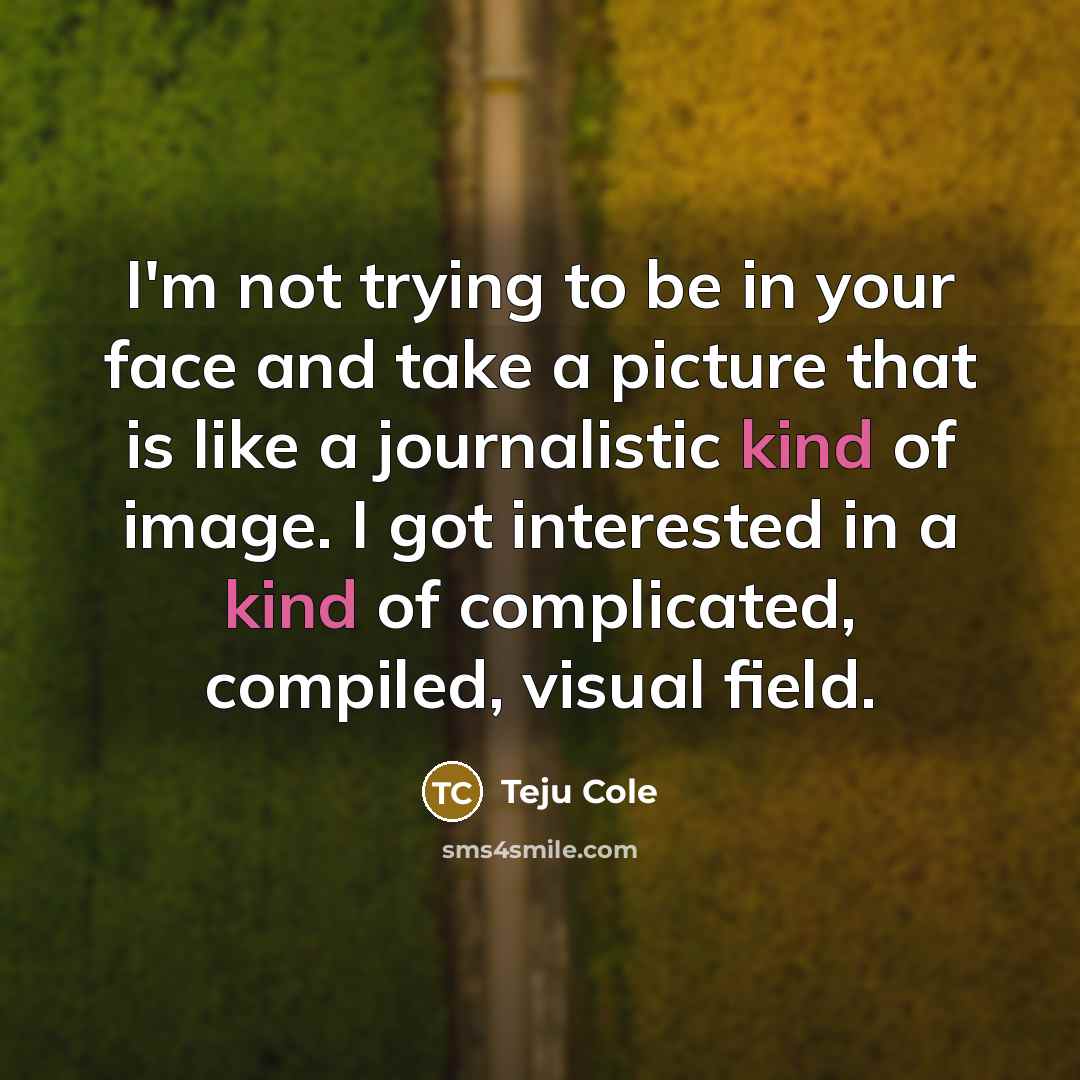 “I'm not trying to be in your face and take…” quote by Teju Cole