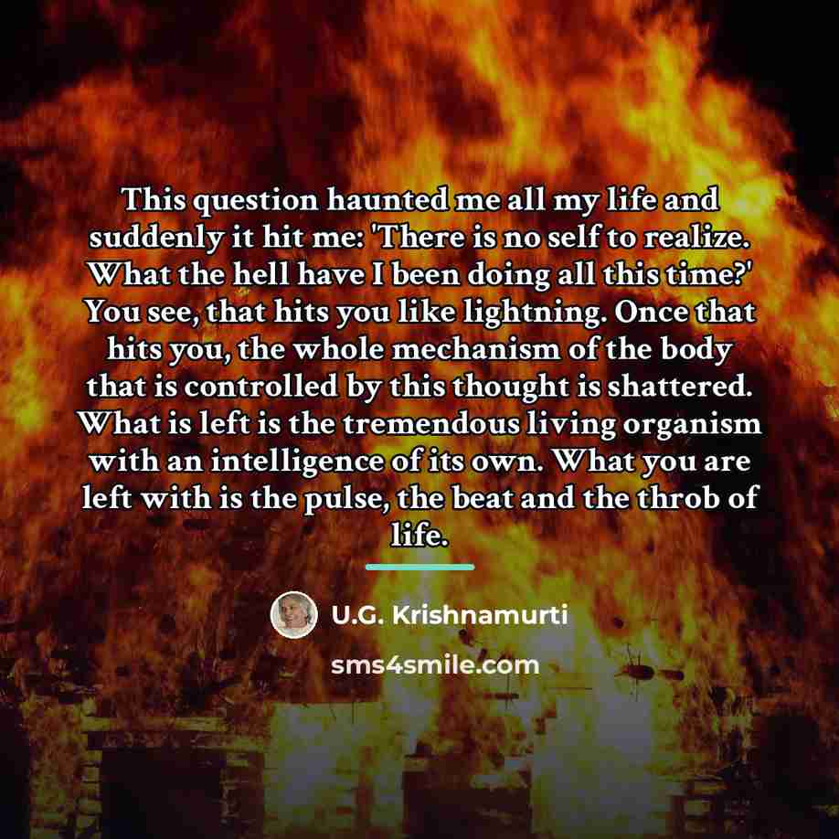 “This question haunted me all my life and suddenly it…” quote by U.G. Krishnamurti