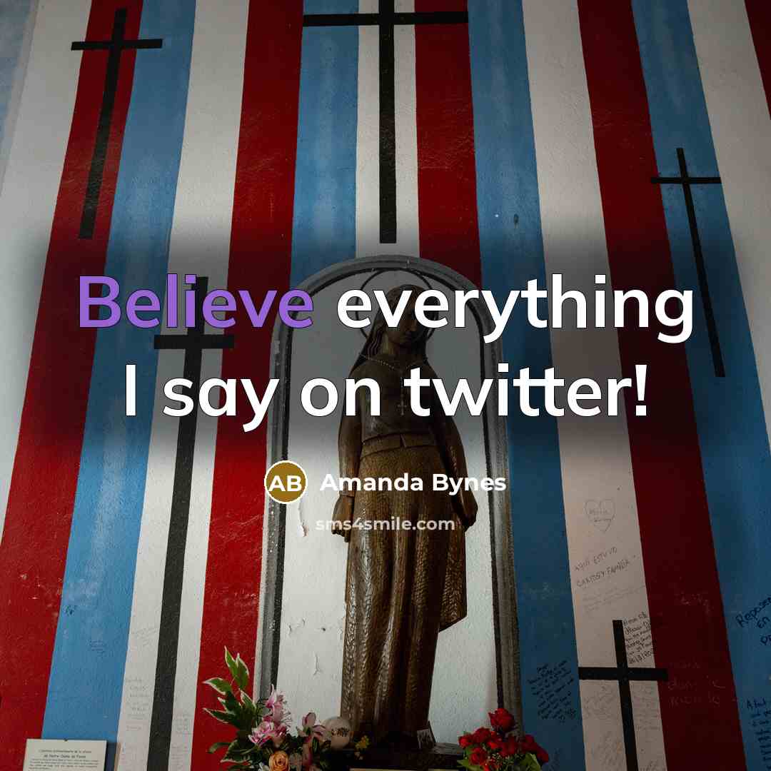 “Believe everything I say on twitter!…” quote by Amanda Bynes
