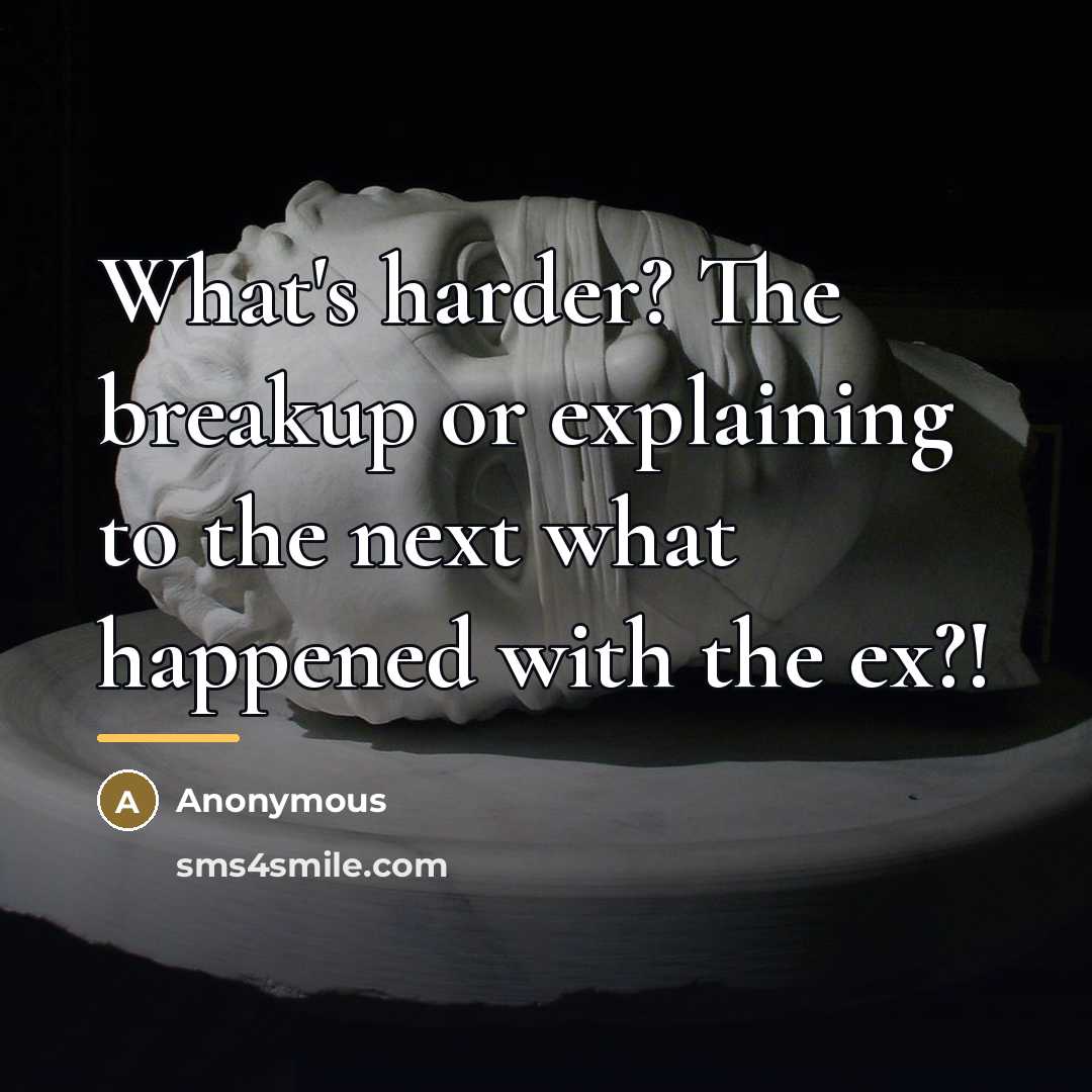 “What's harder? The breakup or explaining to the next what…” quote by Anonymous