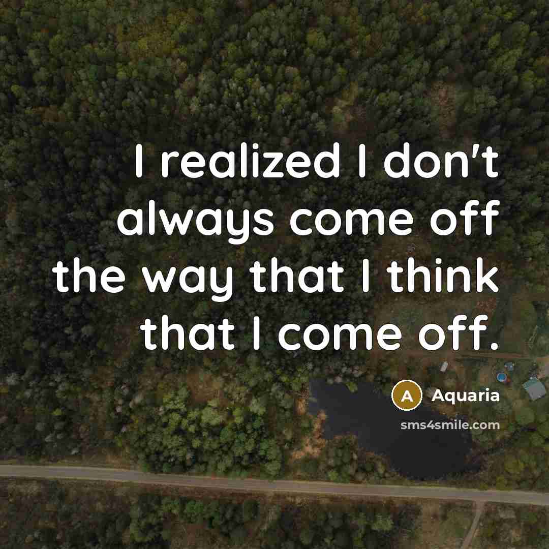 “I realized I don't always come off the way that…” quote by Aquaria