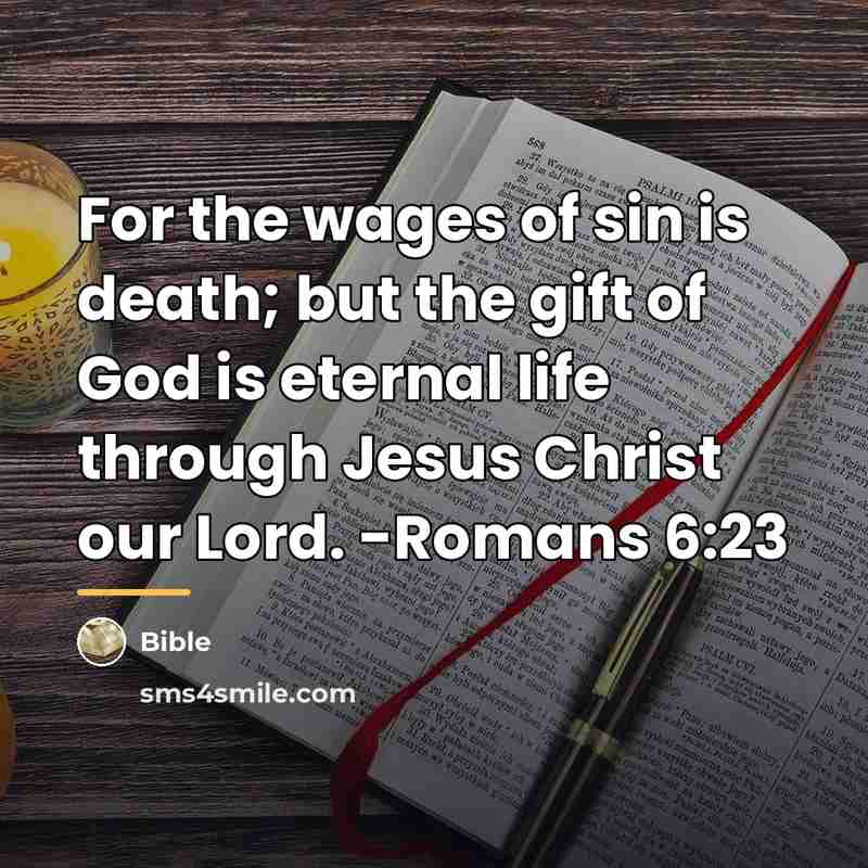 “For the wages of sin is death; but the gift…” quote by Bible