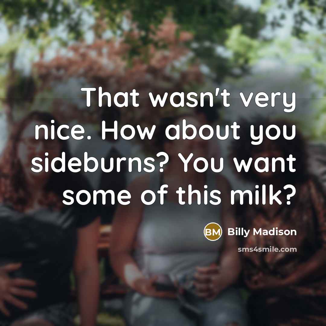 “That wasn't very nice. How about you sideburns? You want…” quote by Billy Madison