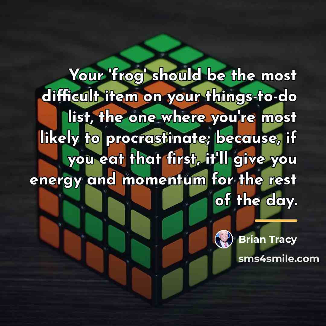 “Your 'frog' should be the most difficult item on your…” quote by Brian Tracy