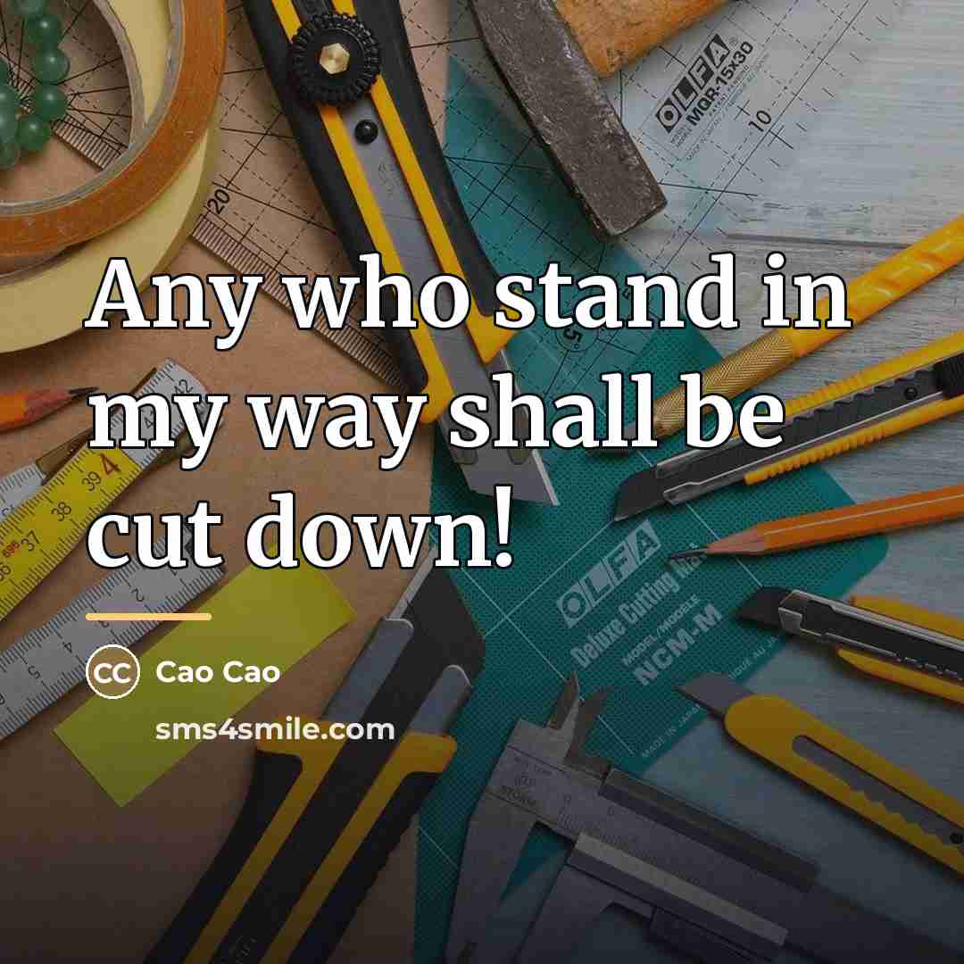 “Any who stand in my way shall be cut down!…” quote by Cao Cao