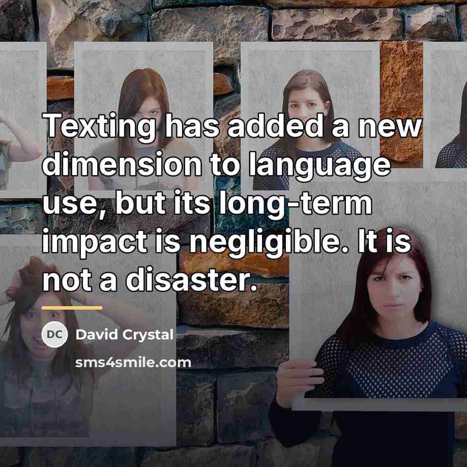 “Texting has added a new dimension to language use, but…” quote by David Crystal