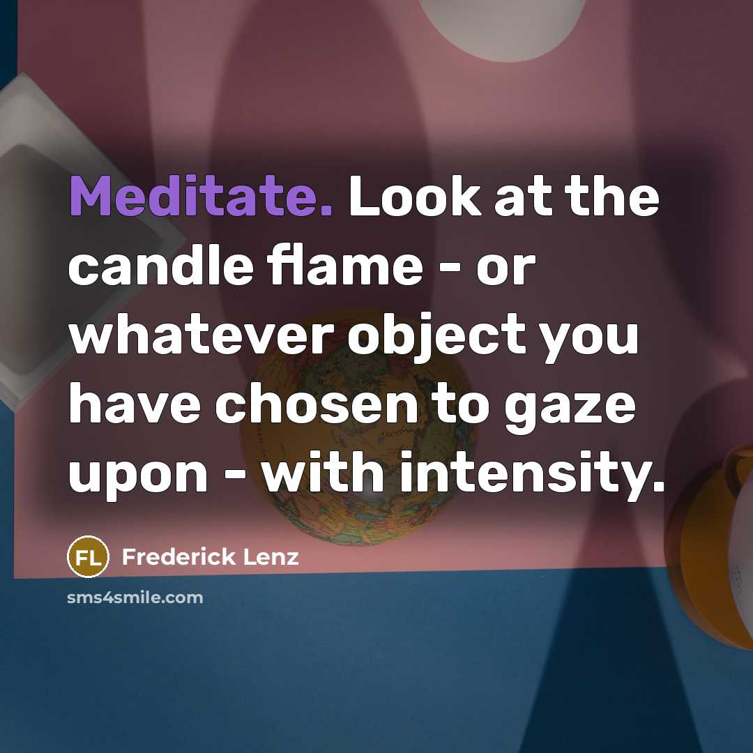“Meditate. Look at the candle flame - or whatever object…” quote by Frederick Lenz