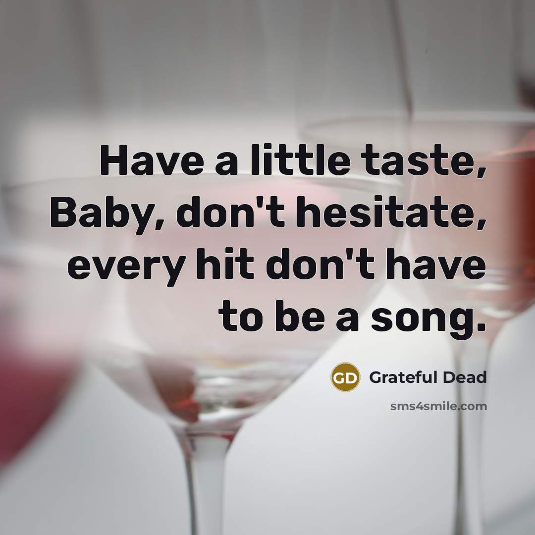 “Have a little taste, Baby, don't hesitate, every hit don't have to be a song.” quote by Grateful Dead