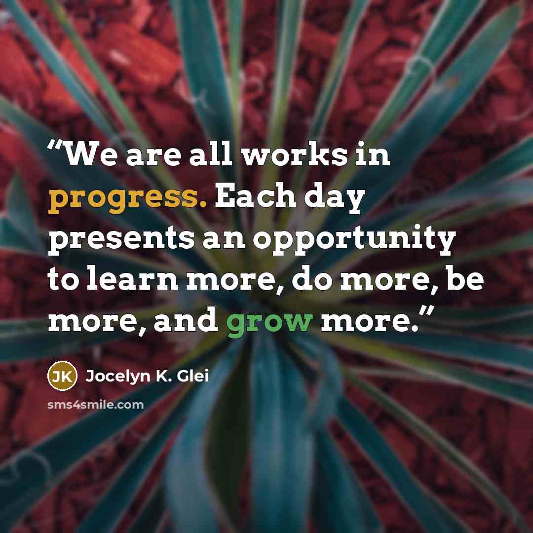 “We are all works in progress. Each day presents an opportunity to learn more, do more, be more, and grow more.” quote by Jocelyn K. Glei