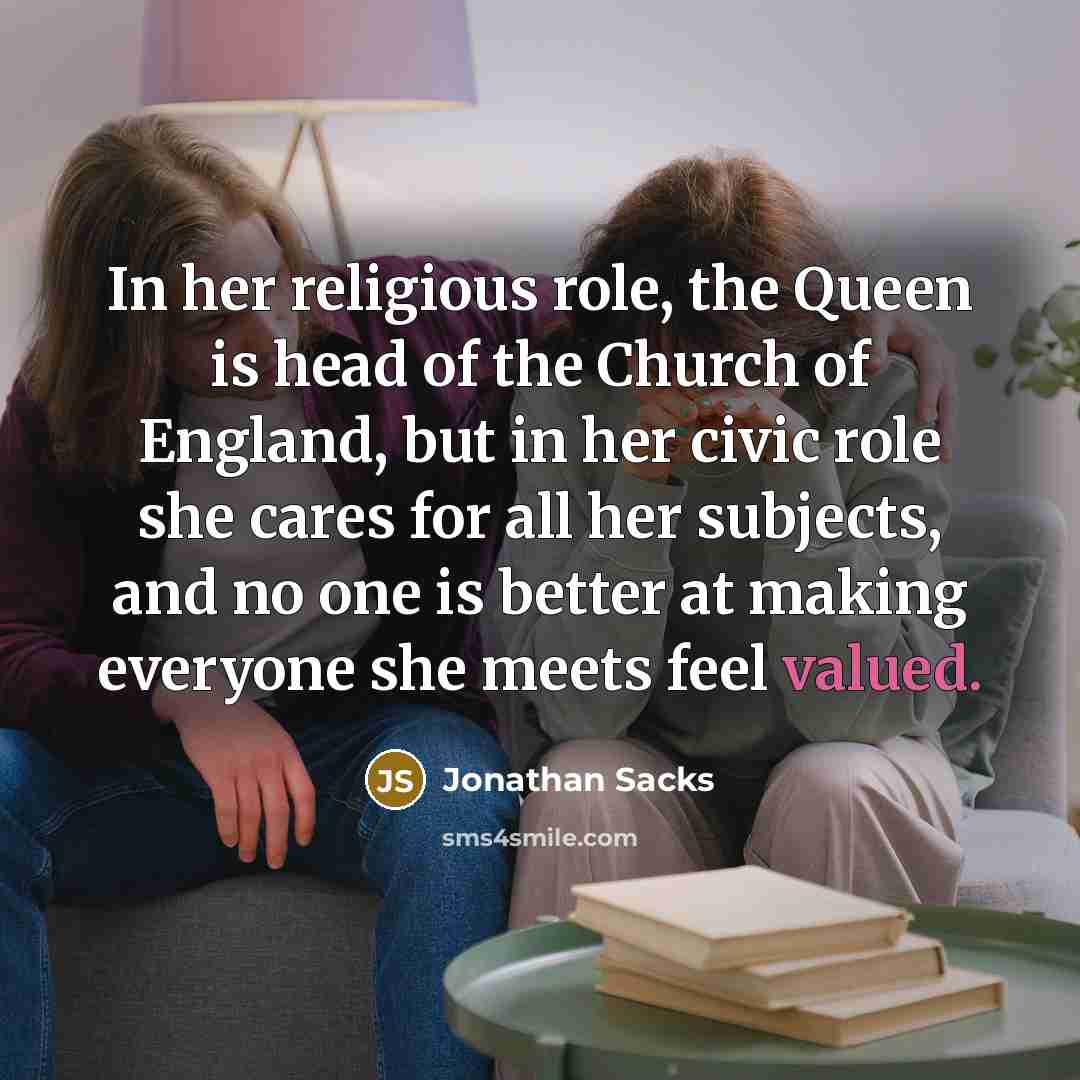 “In her religious role, the Queen is head of the…” quote by Jonathan Sacks