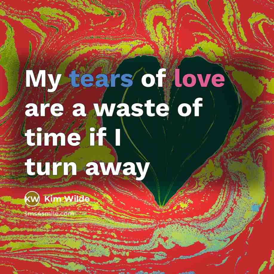 “My tears of love are a waste of time if…” quote by Kim Wilde